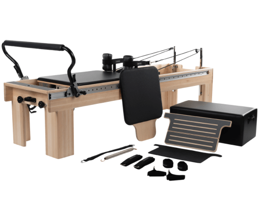 Pilates piederumi: Sitting Box, Jumpboard, cilpas, rokturi, pēdu siksna