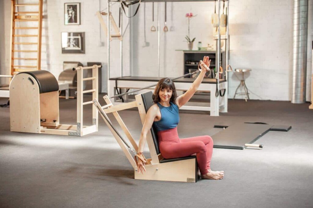 Pilates studio using Contrology Contoured Leather Handles.