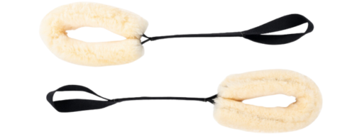 Black cotton straps for Pilates with adjustable length and Fuzzies.