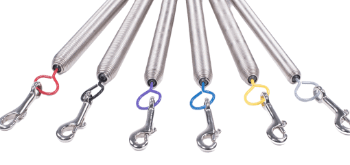 High-quality springs with clip hooks for Pilates equipment.