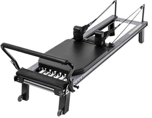 Pilates Reformer ar pastiprinātu rāmi, neslīdošām kājām un SoftTouch sistēmu.