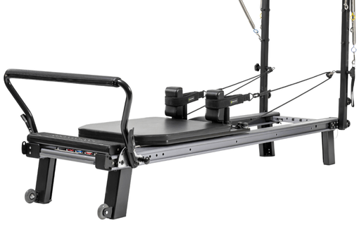 Реформер для пилатеса с усовершенствованной 8-колёсной системой и эргономичной платформой.